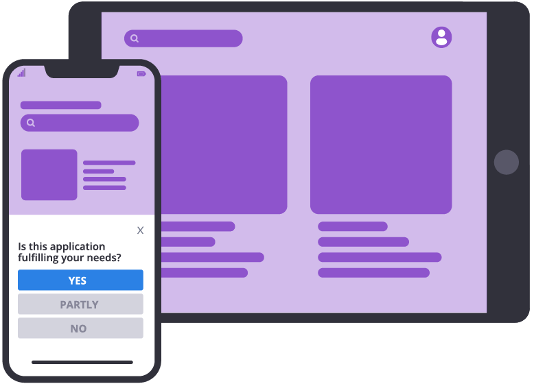 An example of an Mopinion app form displayed on a stylized phonescreen