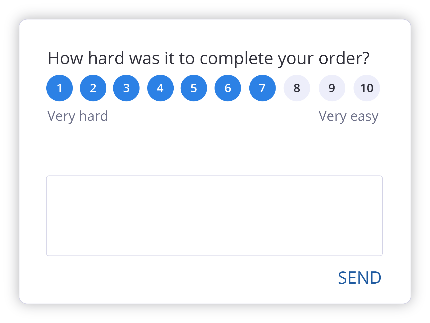 A deployed survey is shown with a rating element already filled in by a user.