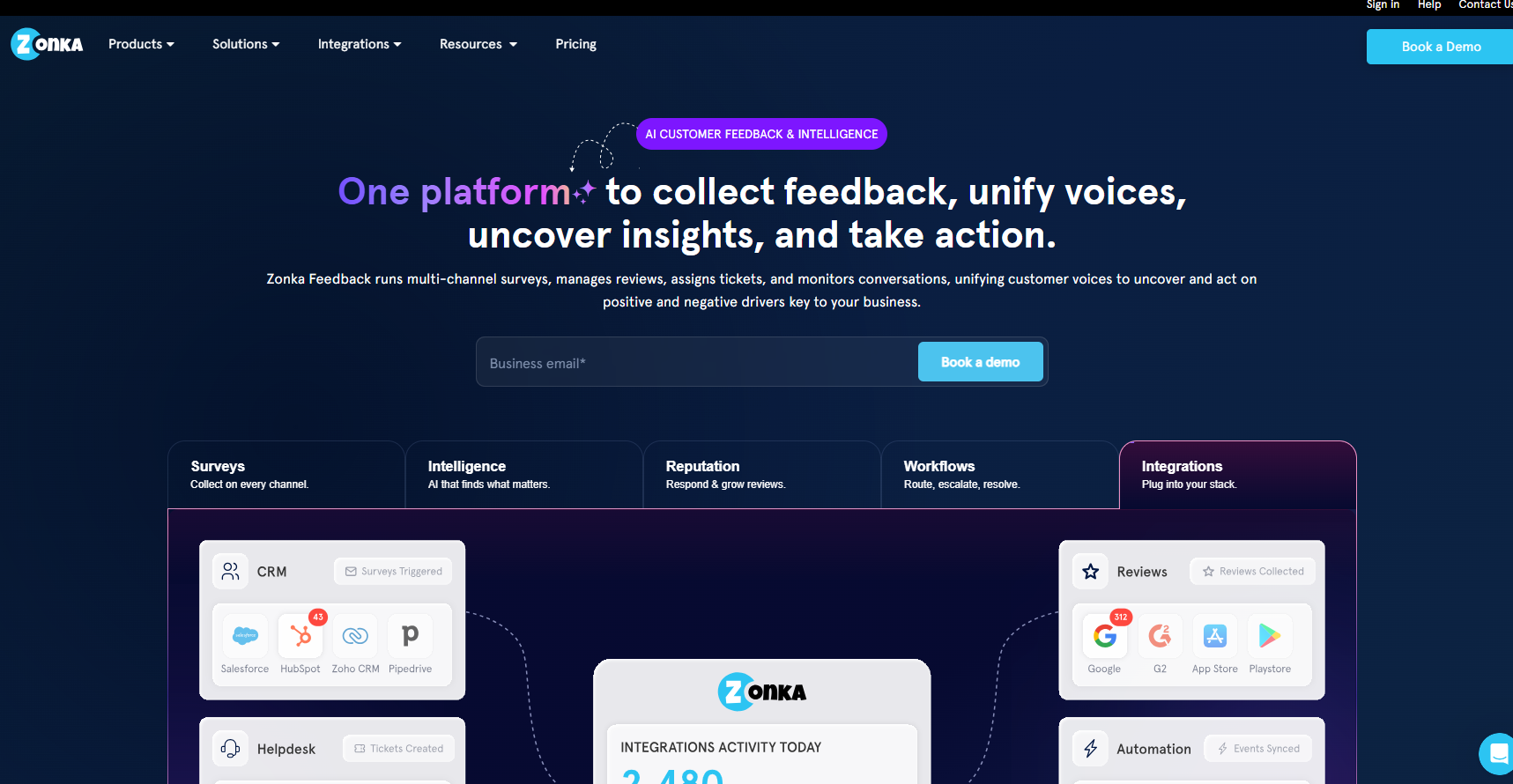 Zonka feedback website
