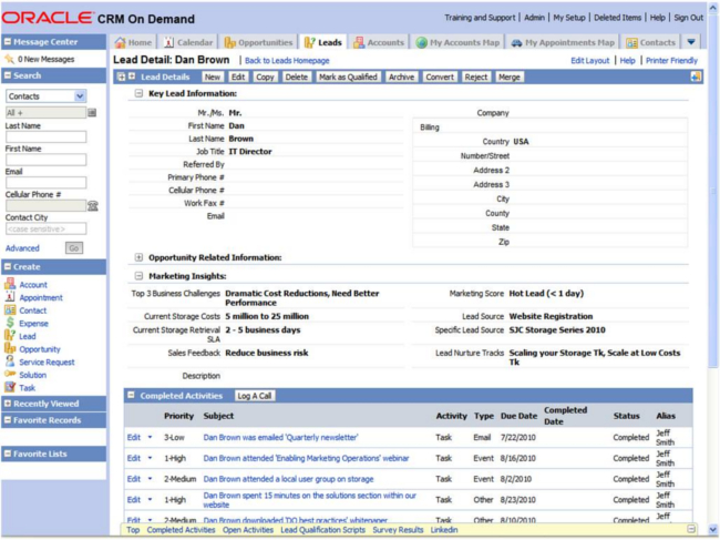 Mopinion: Top 15 Best Enterprise CRM Software - Oracle CRM On Demand