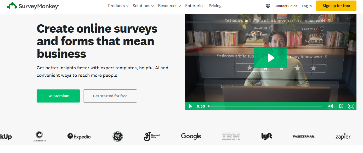 Surveymonkey - a top enterprise feedback management software​