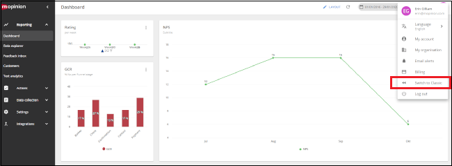 Mopinion: Mopinion launches next generation user interface Mopinion Raspberry - Switch to Classic