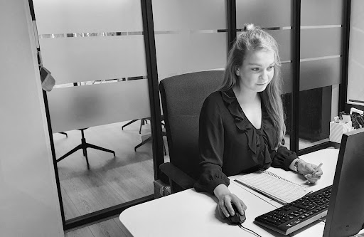 sarah's workspace in the office