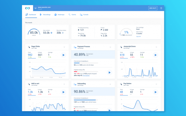 Smartlook interface quantitative data