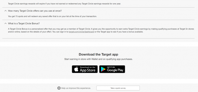 Target FAQ page feedback