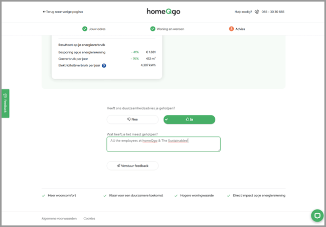 feedback homeQgo adviespagina