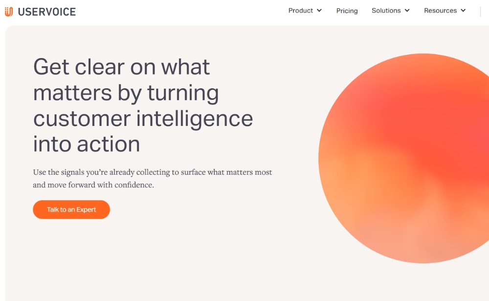 uservoice - website feedback took example