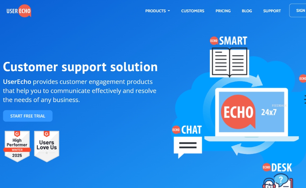 UserEcho - website feedback tools example