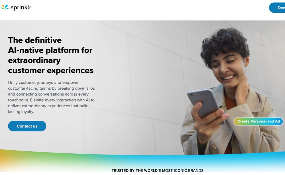 Sprinklr - website feedback tools example