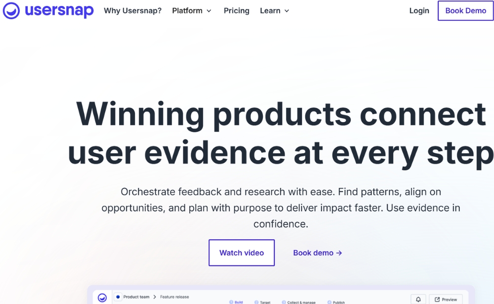 Usersnap - website feedback tools example