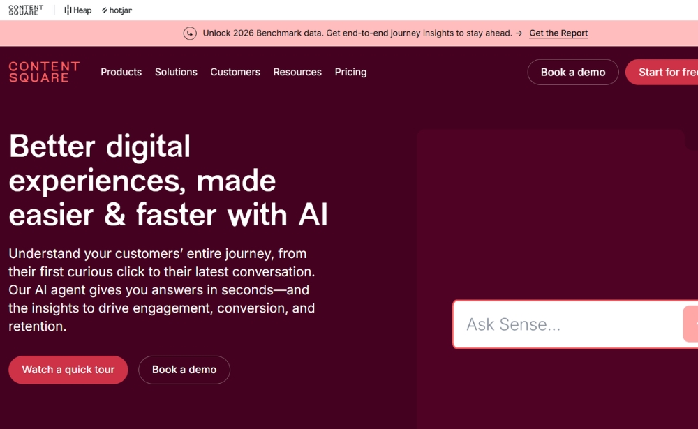 Content Square - website feedback tools example