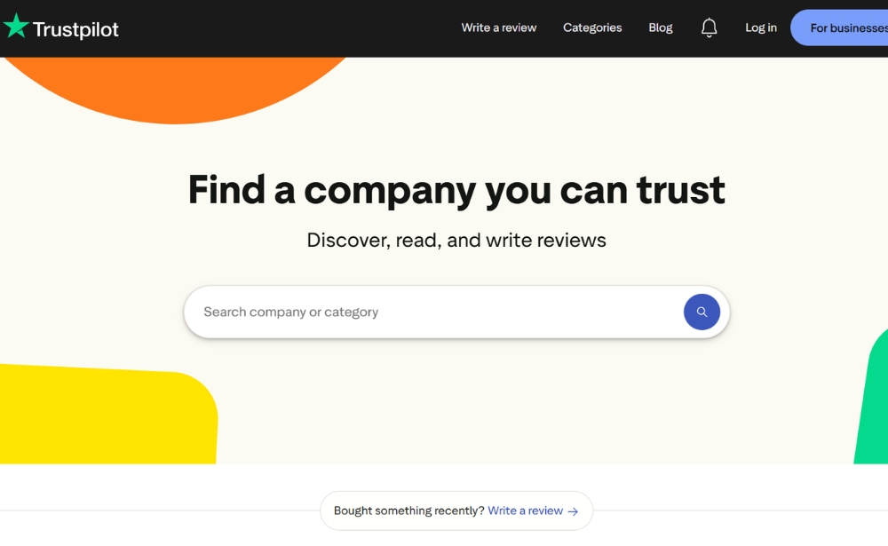 trustpilot - website feedback tools example