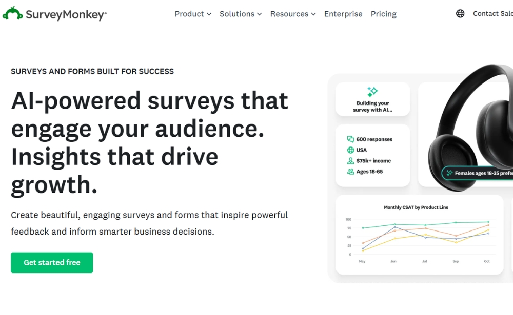 SurveyMonkey - website feedback tools example