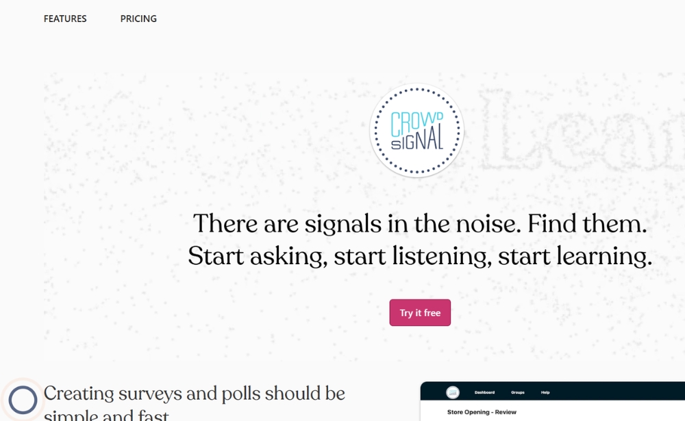 Crowdsignal - website feedback tools example
