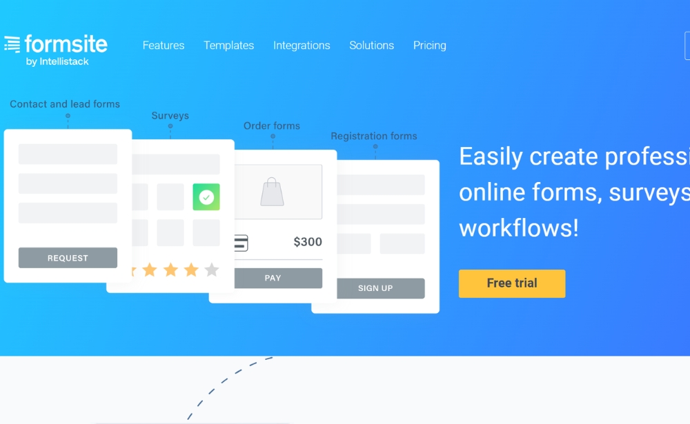 formsite - website feedback tools example