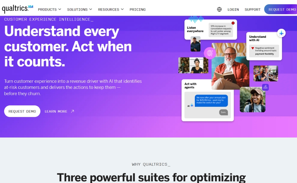 qualtrics - website feedback tools example