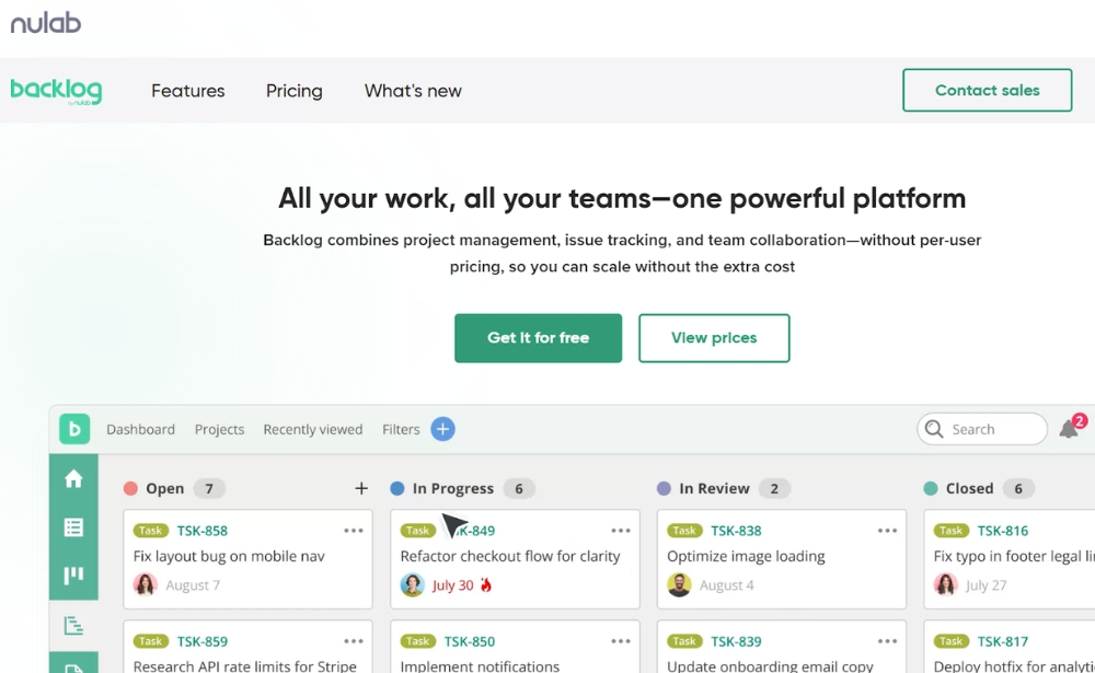 Backlog - Top 20 Best Project Management Software in 2026
