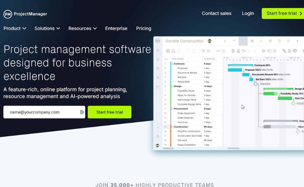 Project Manager.com - Top 20 Best Project Management Software in 2026