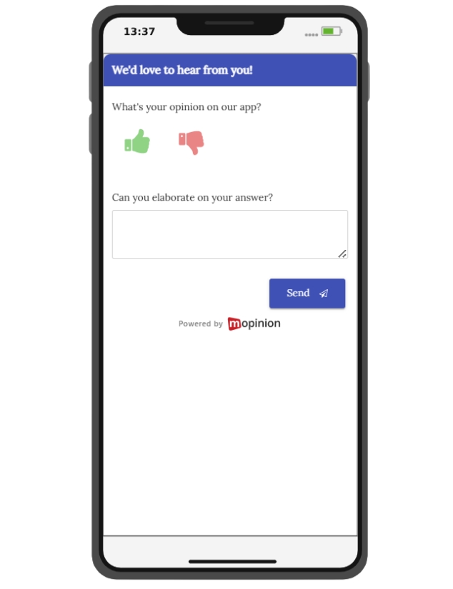 In-app content feedback - Mobile app example
