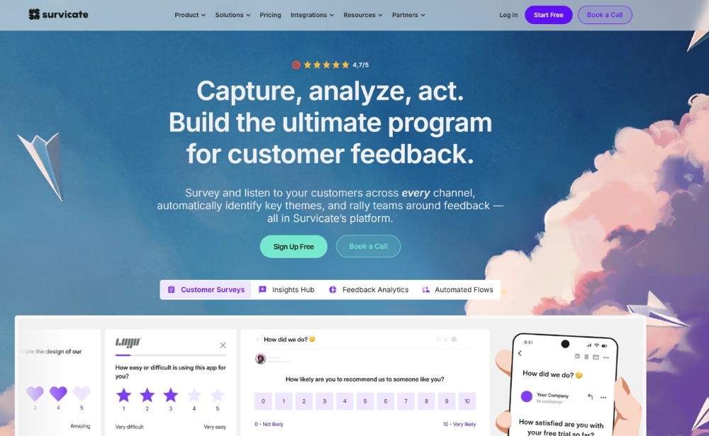 Survicate - mobile app example