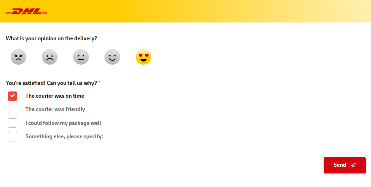 Question logic example from DHL