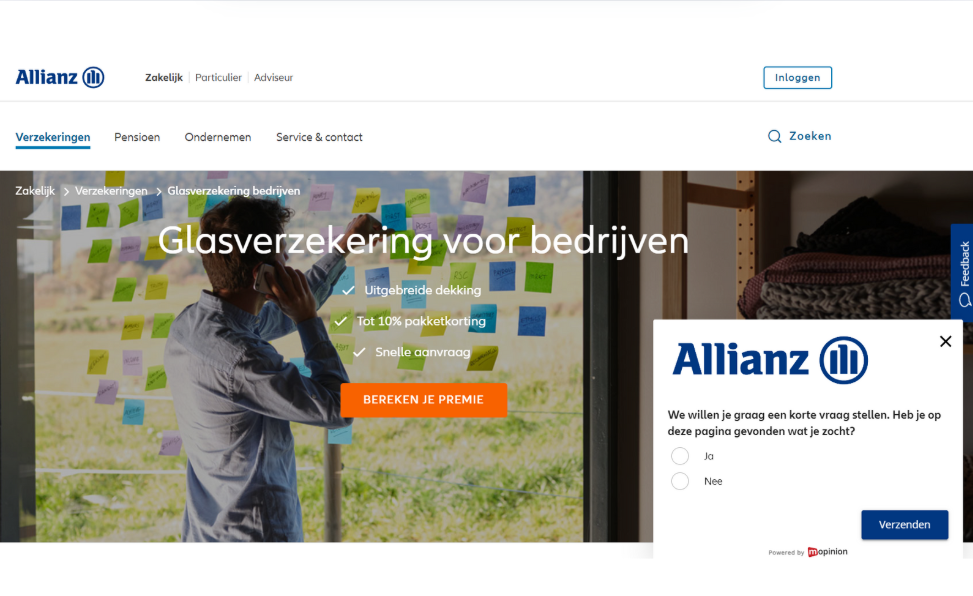 Exit intent pop ups - website feedback examples