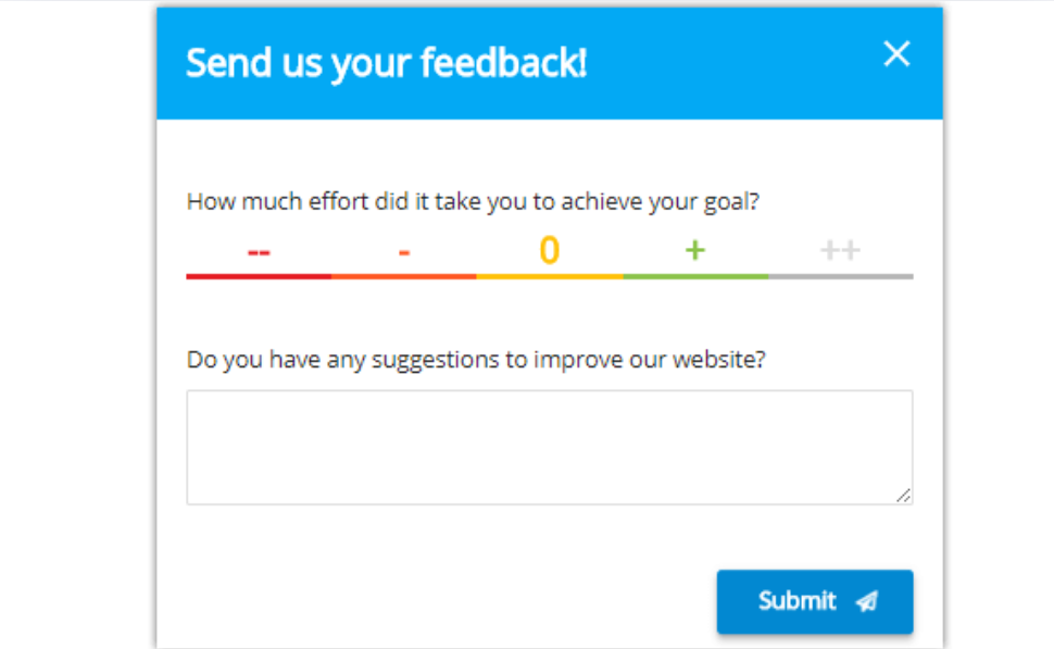 Customer Effort Score - website feedback example