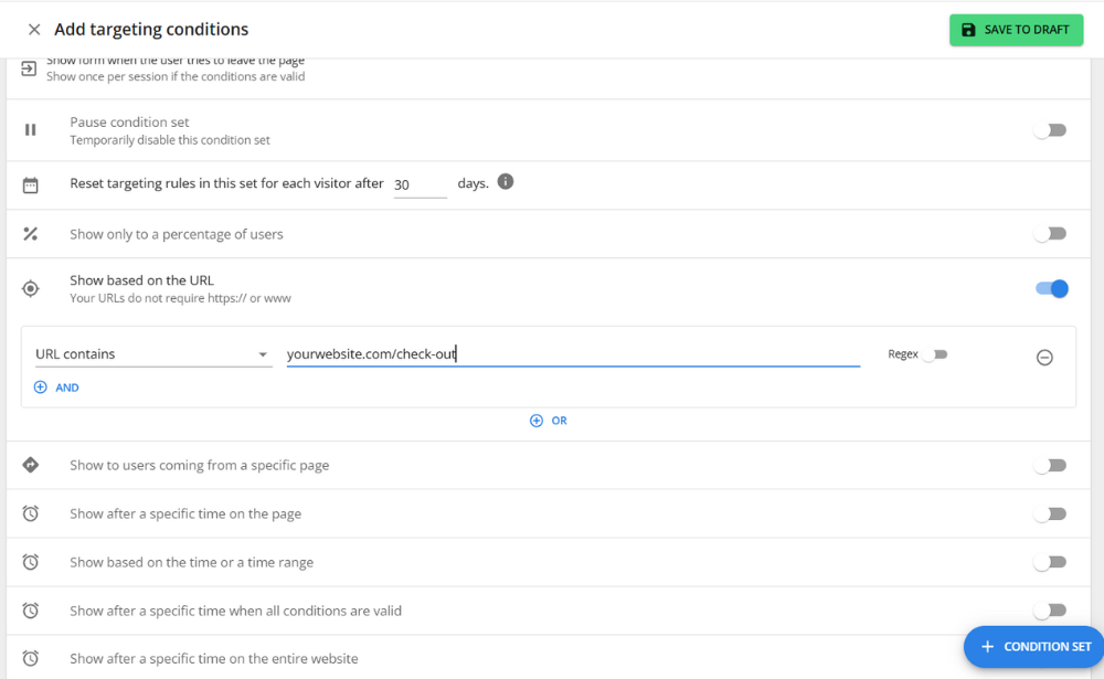 A list of triggers and conditions from Mopinions