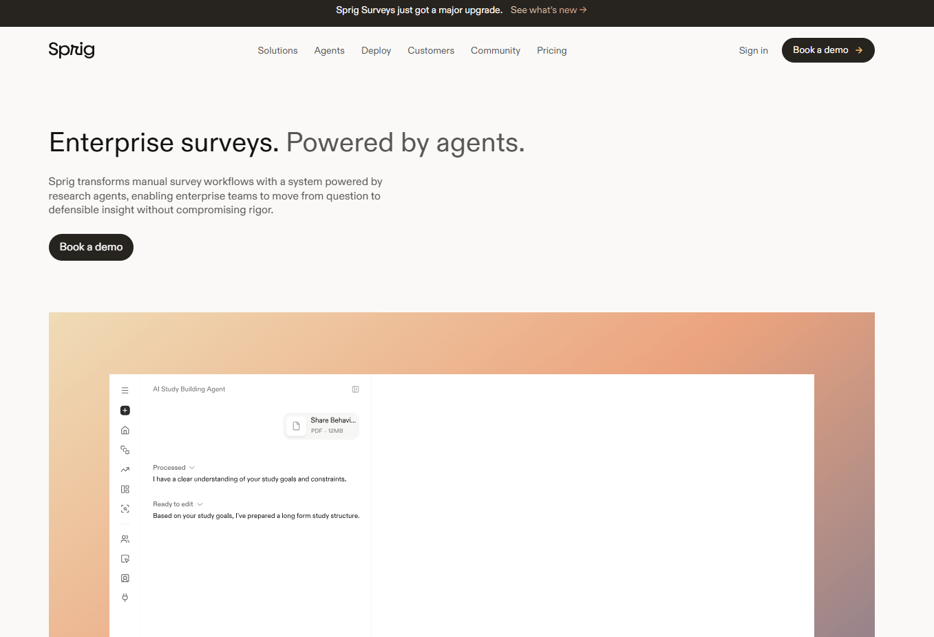 Sprig, Enterprise research platform