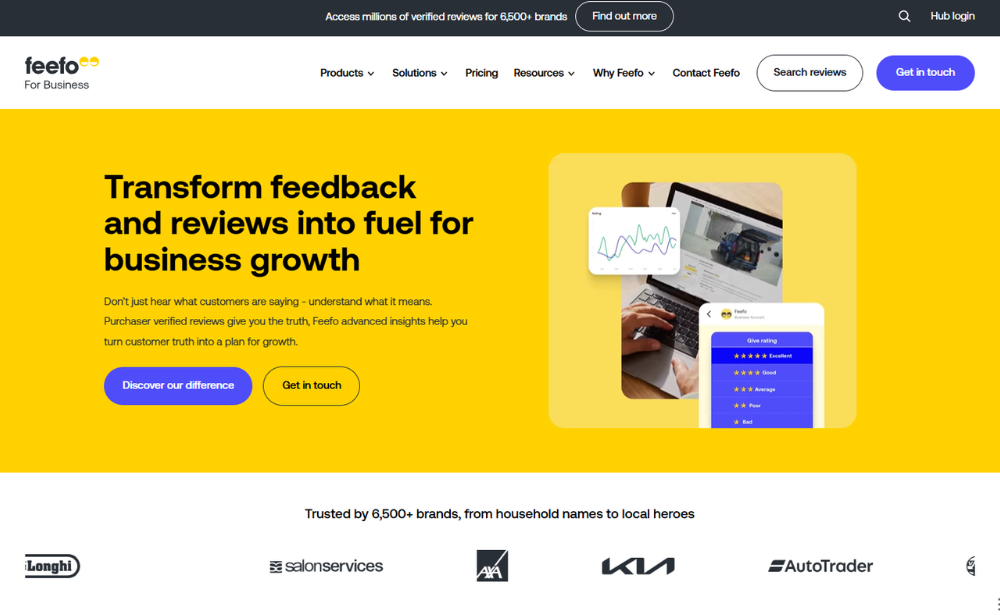 Feefo - website feedback tools example