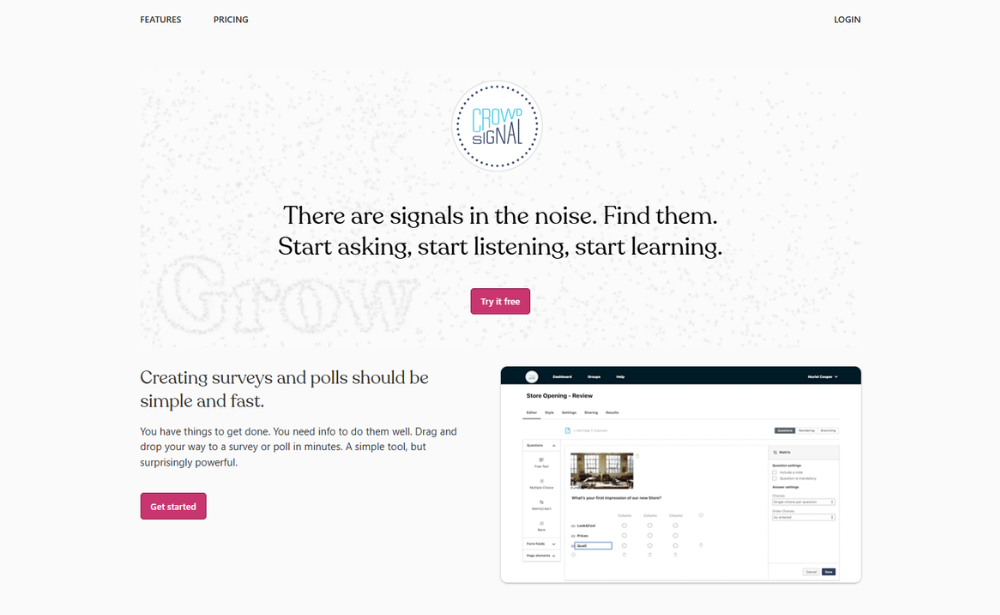 Crowdsignal - website feedback tools example