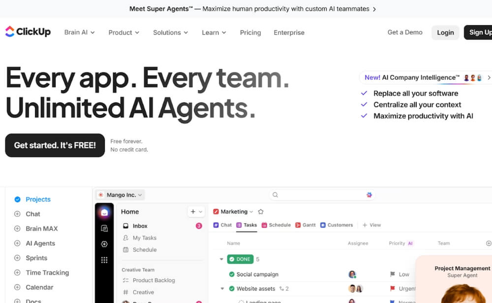ClickUp - Top 20 Best Project Management Software in 2026