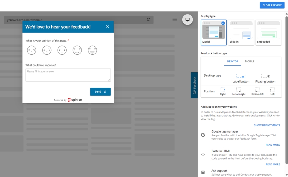 Preview mode - demo account