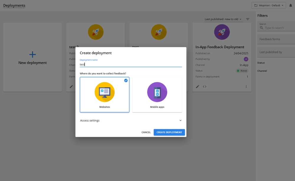create deployment - demo account