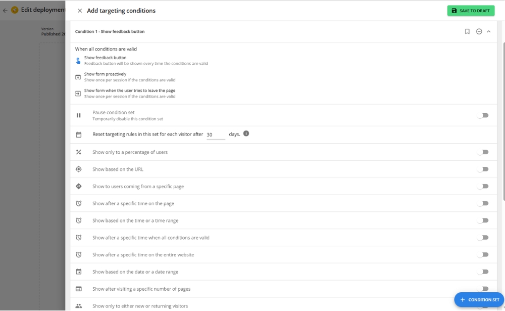 condition triggers - demo account