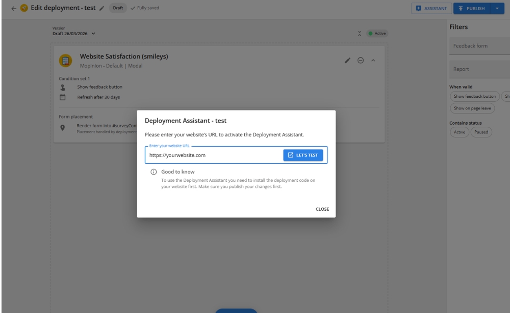 deployment assistant - step on demo account