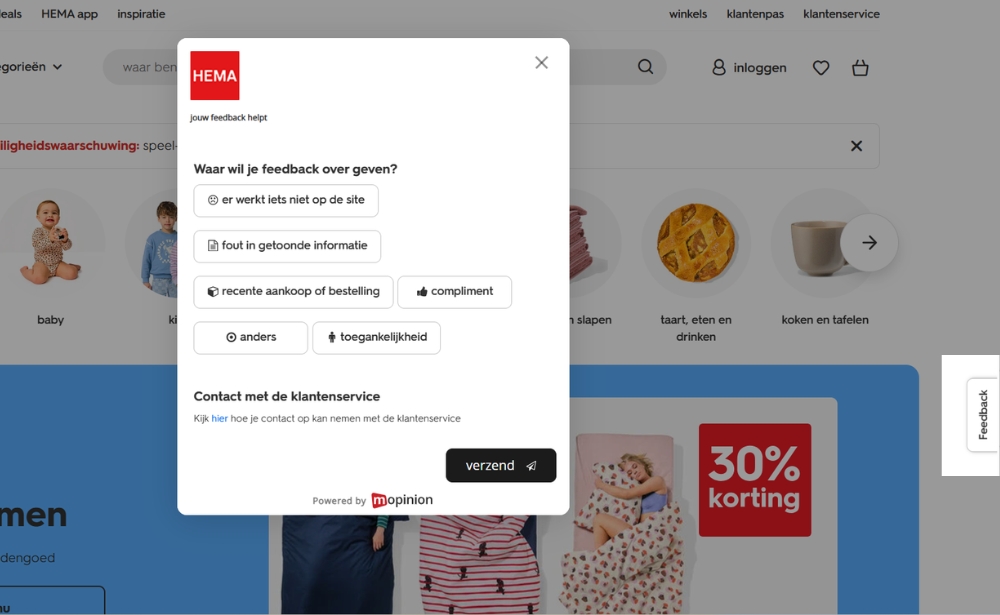 Hema - feedback button form