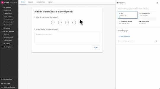 Form translations preview