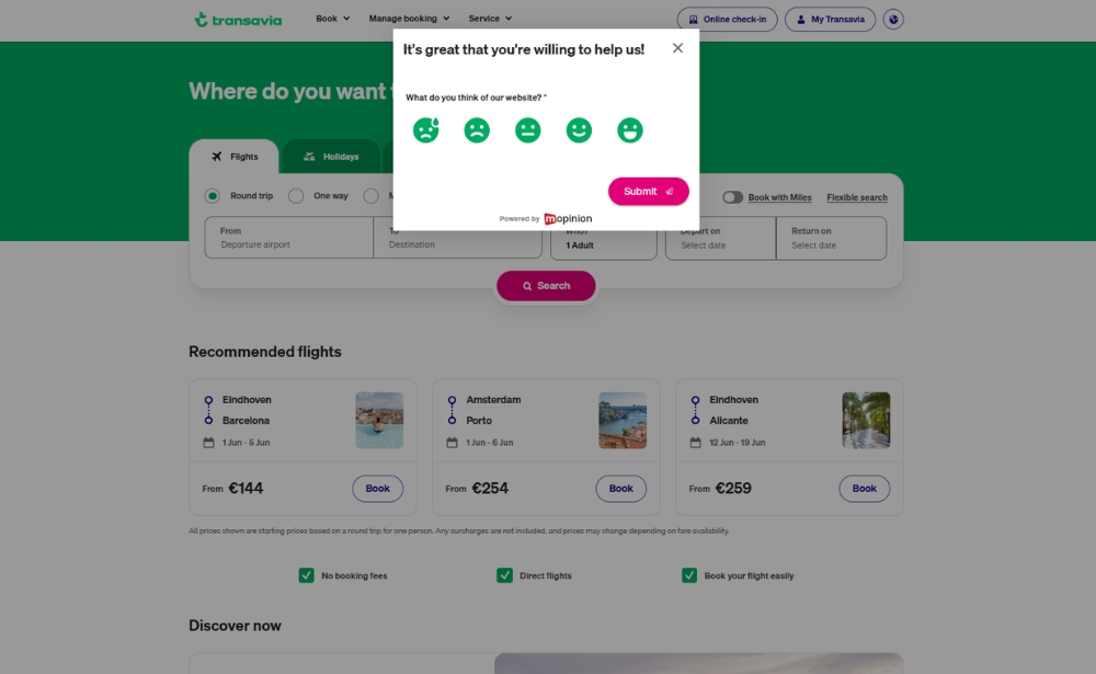 Transavia - customer feedback example