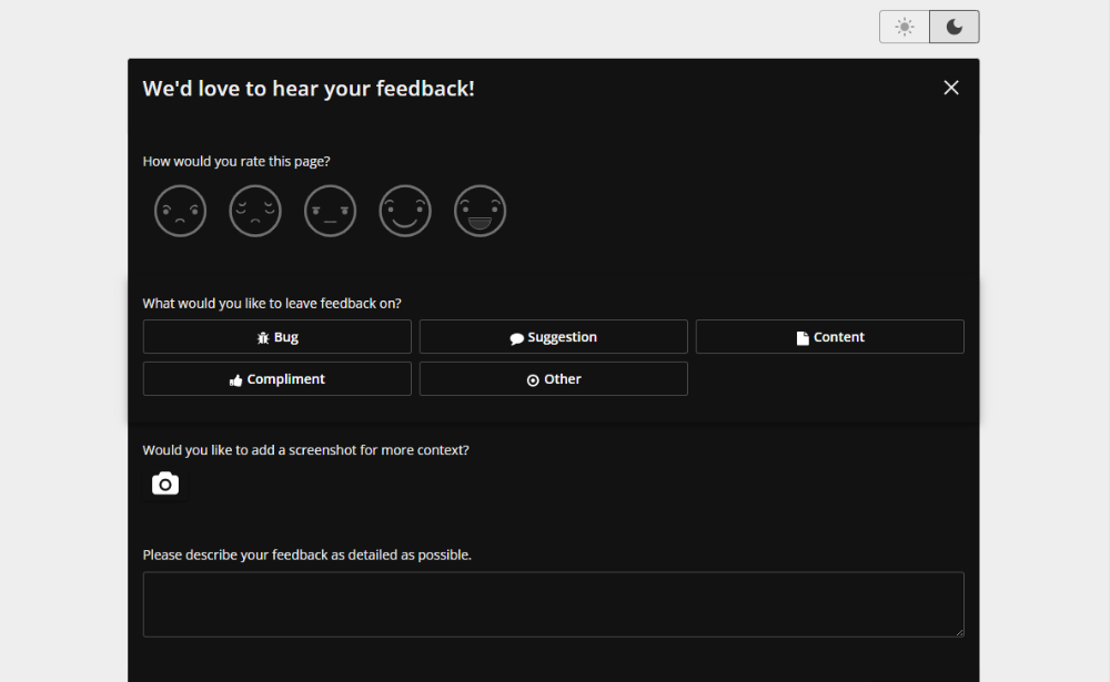Dark mode editor example