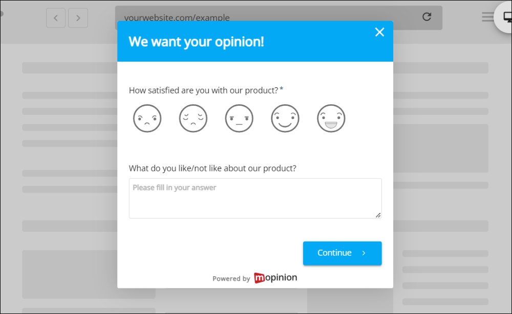 Example of micro-survey tracking Customer Satisfaction Score (CSAT)