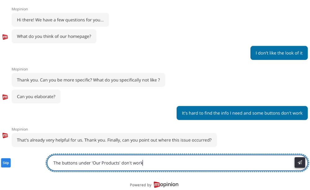 Feedback chatbot