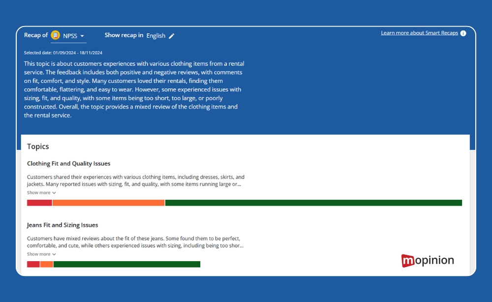 Smart Recaps gives a quick overview and analysis of text-based feedback