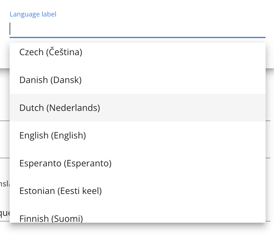 Language drop-down AI Form Translations