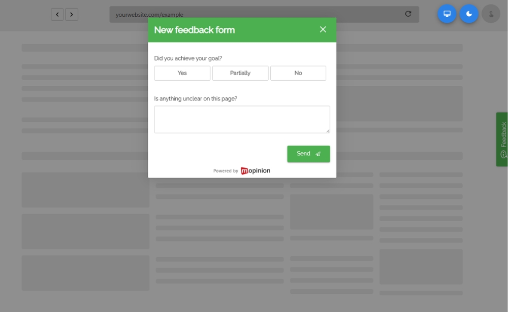 Embedded feedback form 1 - Mopinion