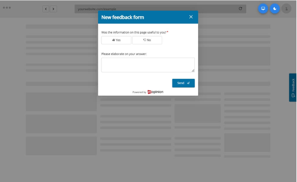 New feedback form - demo account