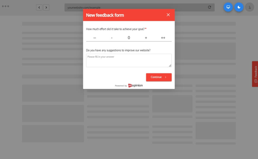 Mopinion feedback form example