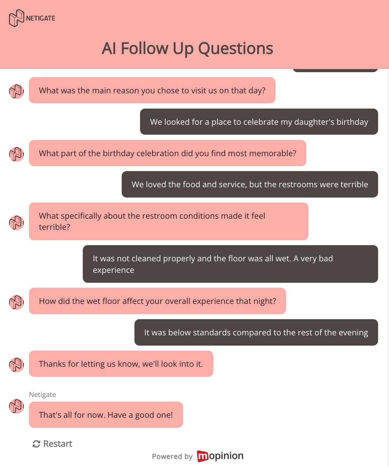 Ai Follow Up questions form, Netigate branded